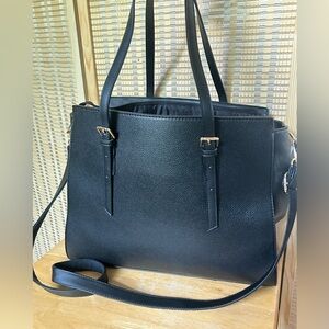 NWOT Luxury Laptop Leather Look Elegant Black Tote Bag